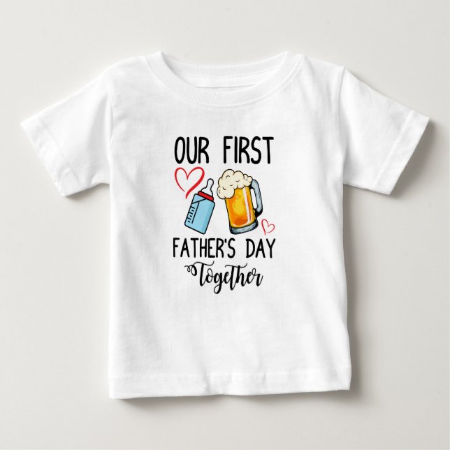 Camiseta Para Bebê Nosso primeiro Dia de os pais juntos (Frente)