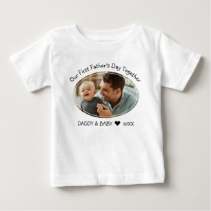 Camiseta Para Bebê Nosso Primeiro Dia de os pais Juntos Pai Foto Do B