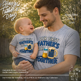 Camiseta Para Bebê Nosso Primeiro Dia dos Pais Juntos Baby Jersey Fin