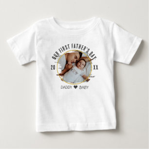Camiseta Para Bebê Nosso Primeiro Novo papai E Foto Do Bebê