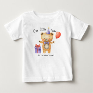 Camiseta Para Bebê Nosso Ursinho está fazendo um Aniversário Infantil