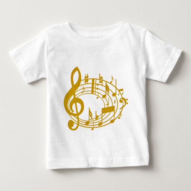 Camiseta Para Bebê Notas Douradas_ (Frente)
