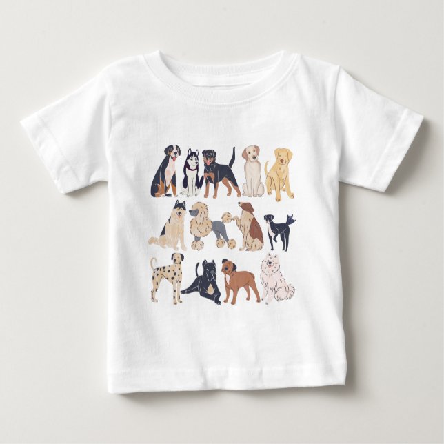 Camiseta Para Bebê Notebook Cachorro Bonito (Frente)