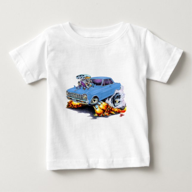 Camiseta Para Bebê Nova 1962-65 clara - carro azul (Frente)