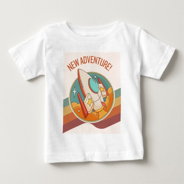 Camiseta Para Bebê nova aventura em foguetes (Frente)