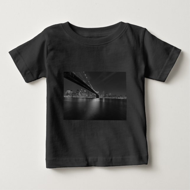 Camiseta Para Bebê Nova Iorque Branco preto - Skyline (Frente)