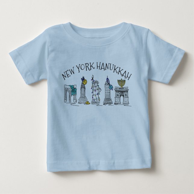 Camiseta Para Bebê Nova Iorque Hanukkah NYC Feriado Judeu Chanukah (Frente)