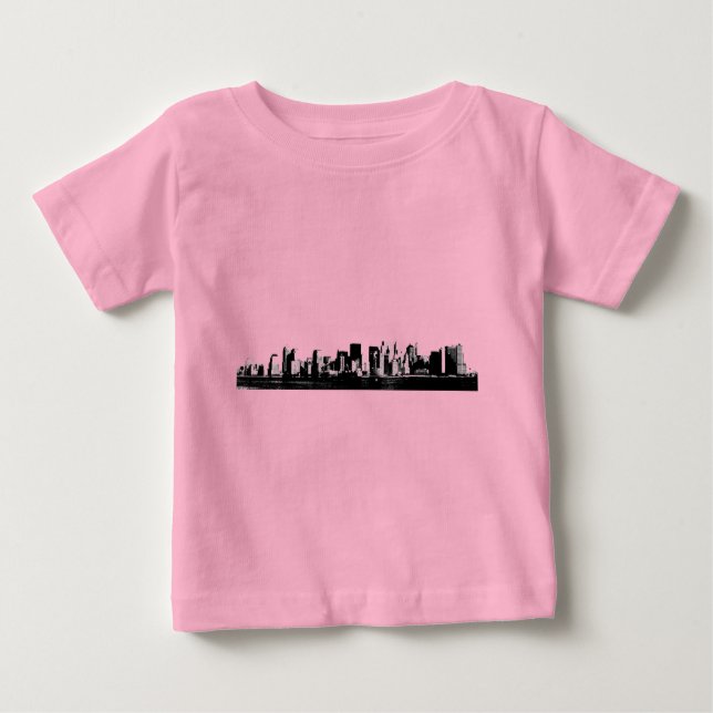 Camiseta Para Bebê Nova Iorque Panorâmica (Frente)