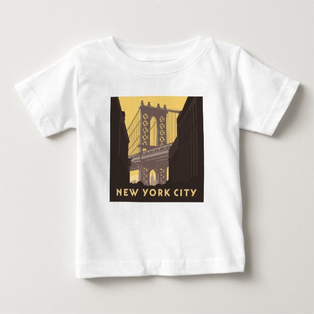 Camiseta Para Bebê Nova Iorque | Ponte Brooklyn (Frente)