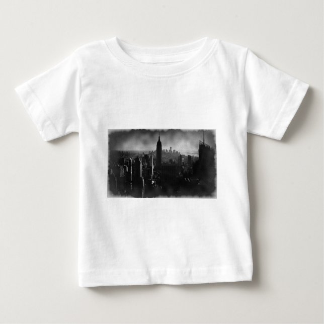 Camiseta Para Bebê Nova Iorque Preto e Branco (Frente)