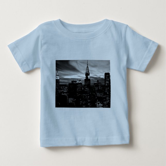 Camiseta Para Bebê Nova Iorque preto e branco (Frente)
