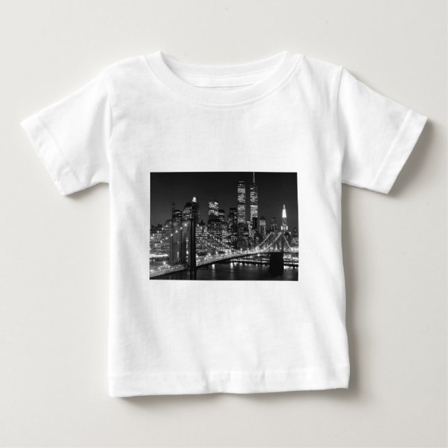Camiseta Para Bebê Nova Iorque Preto e Branco (Frente)