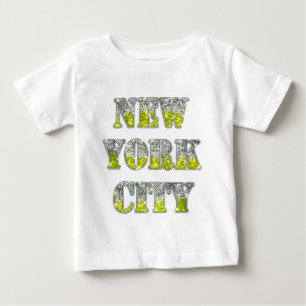 Camiseta Para Bebê Nova Iorque Silver Dourados Brilhos
