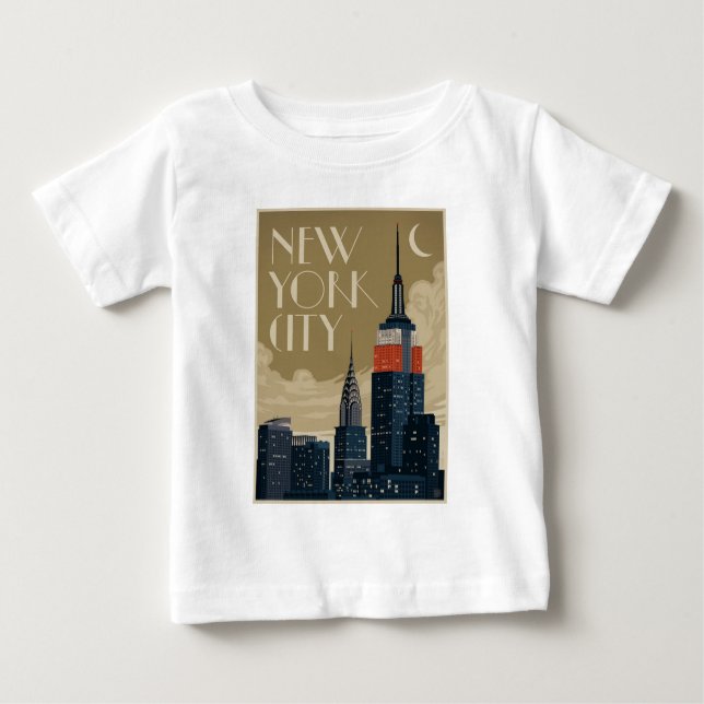 Camiseta Para Bebê Nova Iorque Skyline (Frente)