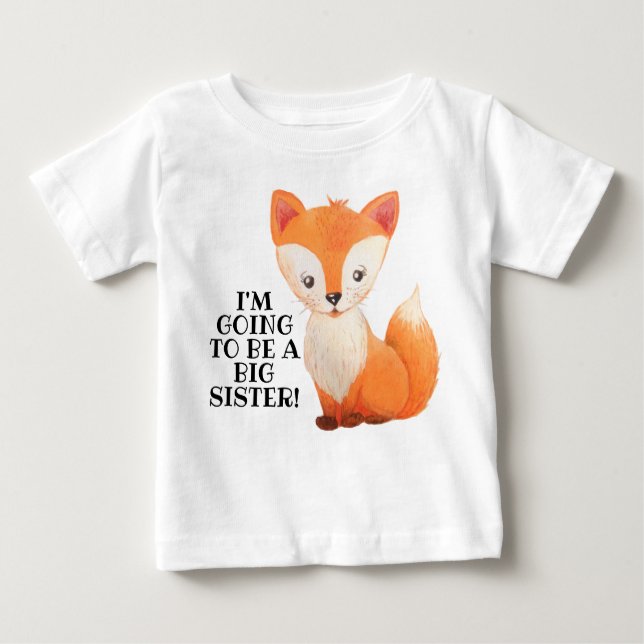 Camiseta Para Bebê Nova Irmã Irmã Irmã Pequena Raposa Bebê Tshirt (Frente)