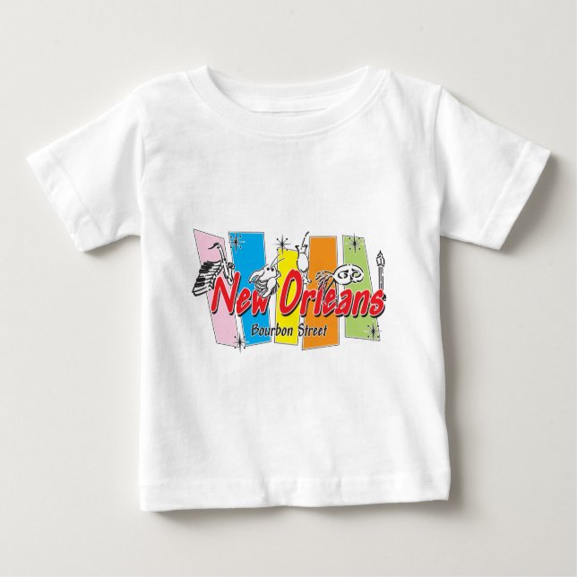 Camiseta Para Bebê Nova Orleans Retro Look (Frente)