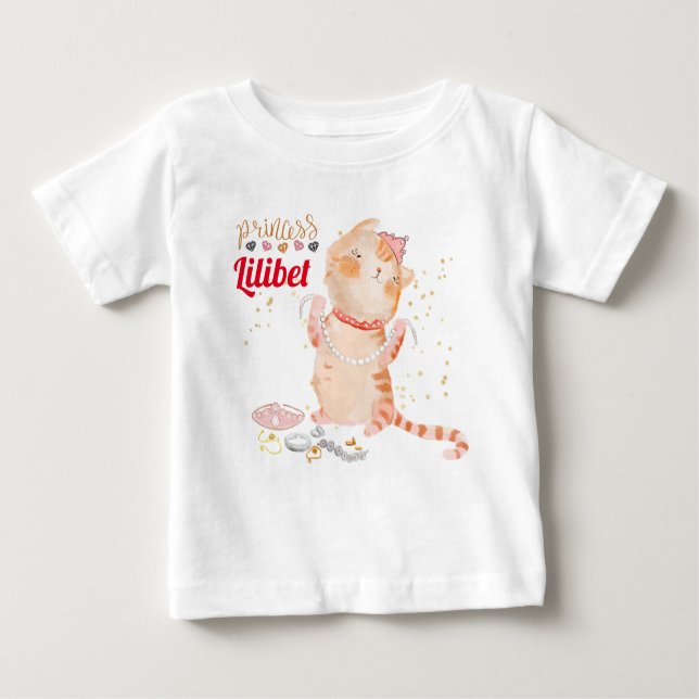 Camiseta Para Bebê Nova Princesa Lilibet Cute Kitten Chamada Baby (Frente)