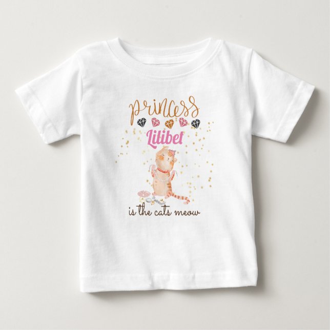 Camiseta Para Bebê Nova Princesa Lilibet Cute Kitten Chamada Baby (Frente)