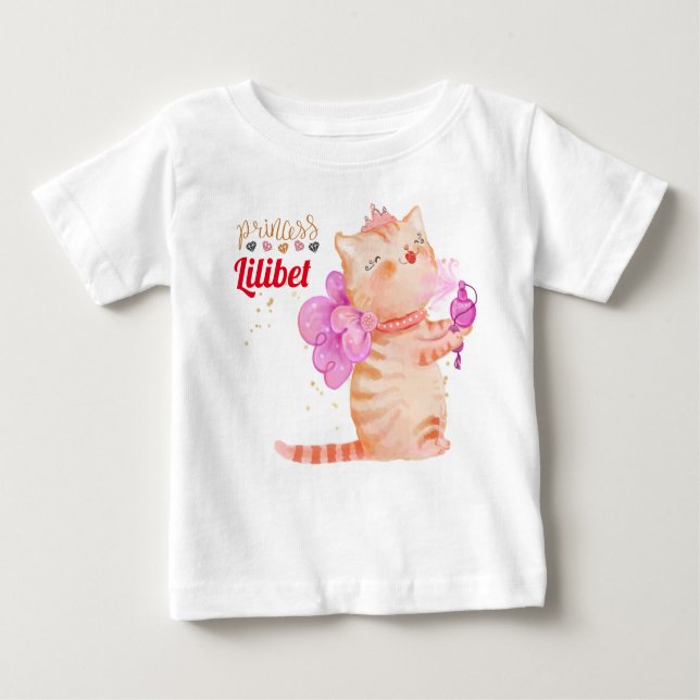 Camiseta Para Bebê Nova Princesa Lilibet Cute Kitten Chamada Baby B (Frente)