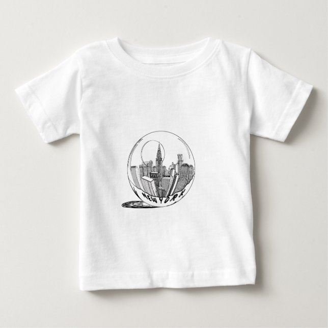 Camiseta Para Bebê Nova York numa bola de vidro (Frente)