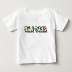 Camiseta Para Bebê Nova York Retro Anos 80 Cidade Cromada