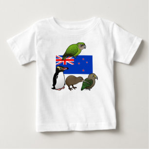 Camiseta Para Bebê Nova Zelândia Birdorables
