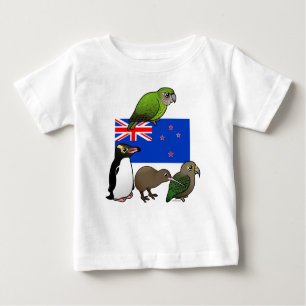 Camiseta Para Bebê Nova Zelândia Birdorables