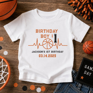 Camiseta Para Bebê Novato do Ano 1º Aniversário Basquete