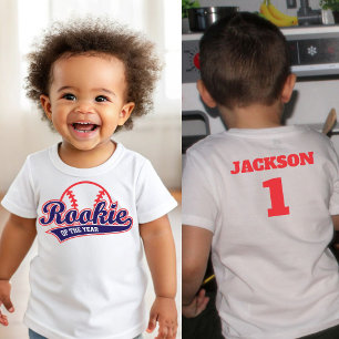 Camiseta Para Bebê Novato do Ano de Beisebol 1º Aniversário de Beiseb