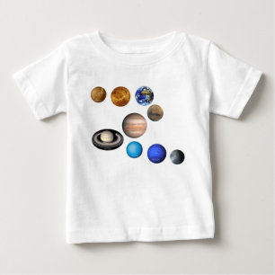 Camiseta Para Bebê Nove planetas no sistema solar. Mercúrio, Vênus,