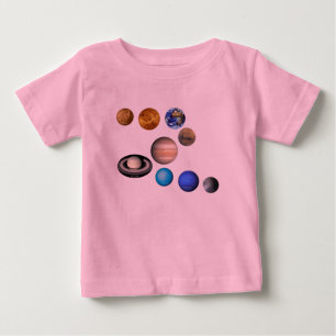 Camiseta Para Bebê Nove planetas no sistema solar. Mercúrio,Vênus,