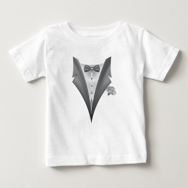 Camiseta Para Bebê Novelty Tuxedo Tux Impressão (Frente)