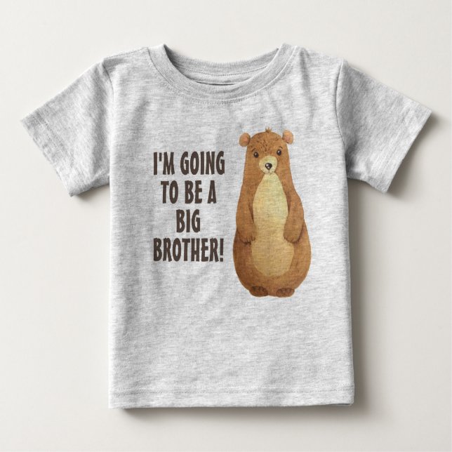 Camiseta Para Bebê Novo Bebê Grande Irmão Bear Bear Todler (Frente)