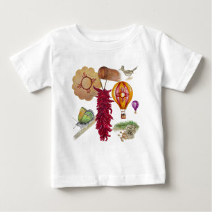 Camiseta Para Bebê Novo México Vermelho Chile Pinõn Zia Balão de Ar Q