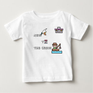 Camiseta Para Bebê "Novo na Tripulação" PINK Personalizado de Pesca