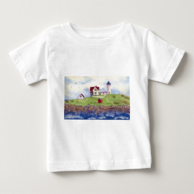 Camiseta Para Bebê Nubble Light House York Maine (Frente)