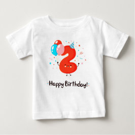 Camiseta Para Bebê Número 2 de Sorriso Bonito com Camisa-T de Balões