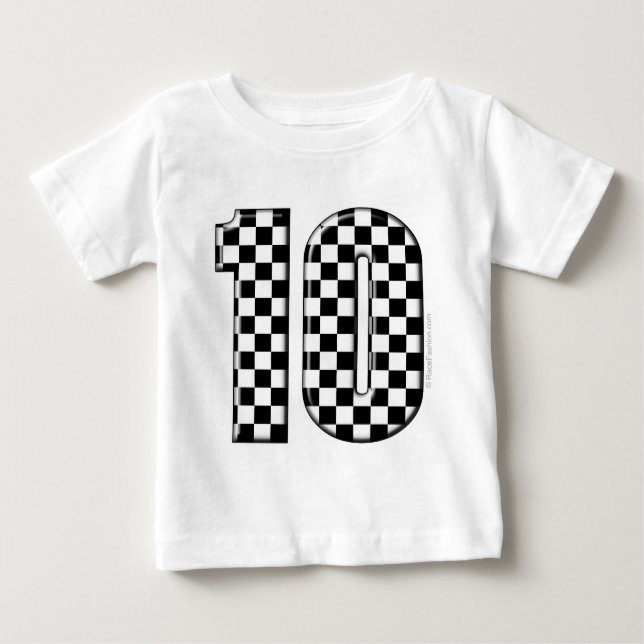 Camiseta Para Bebê número checkered da auto competência 10 (Frente)