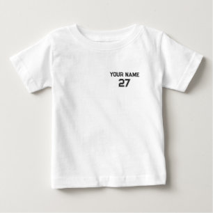 Camiseta Para Bebê Número de nome personalizado frente para trás