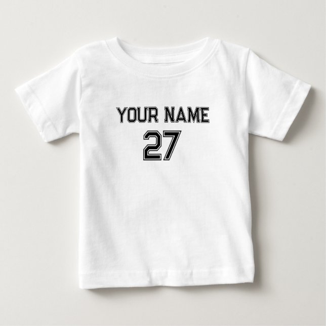 Camiseta Para Bebê Número de nome personalizado frente para trás (Frente)