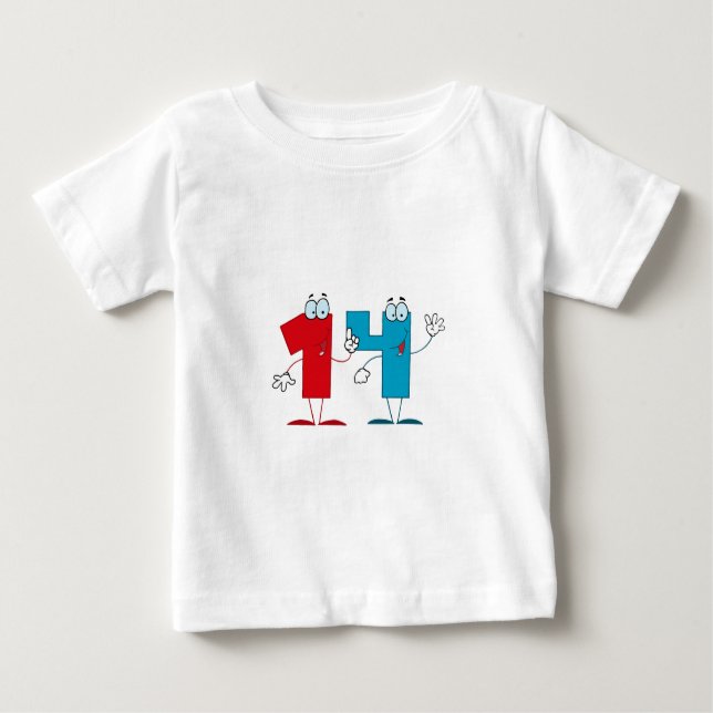 Camiseta Para Bebê Número Feliz 14 (Frente)