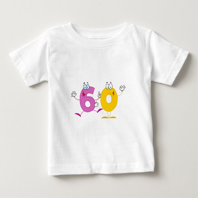 Camiseta Para Bebê Número feliz 60 (Frente)
