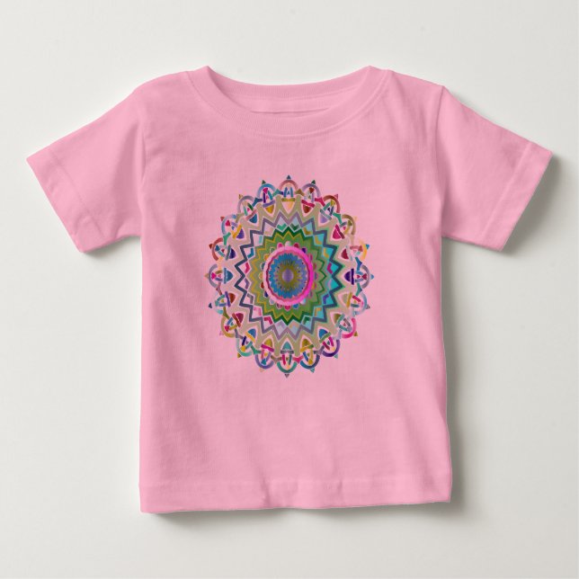 Camiseta Para Bebê Números Célticos Prismáticos Coloridos (Frente)