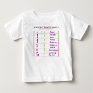 Camiseta Para Bebê Números etíopes/Amharic