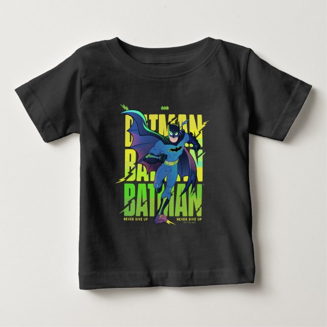 Camiseta Para Bebê Nunca Desistir do Batman Executando Gráfico (Frente)