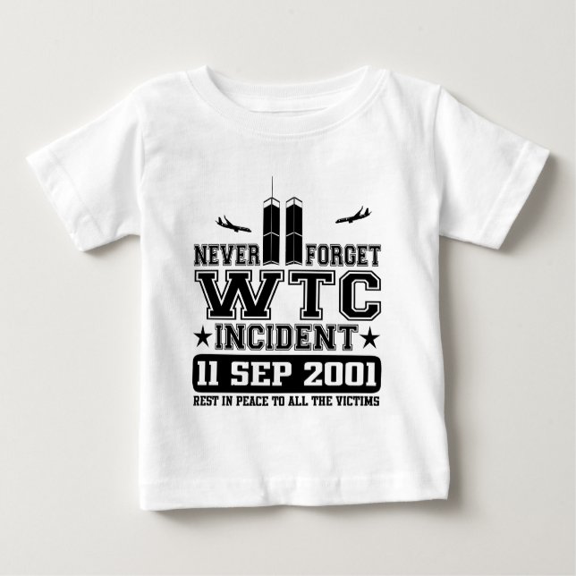 Camiseta Para Bebê Nunca esqueça World Trade Center o 11 de setembro (Frente)