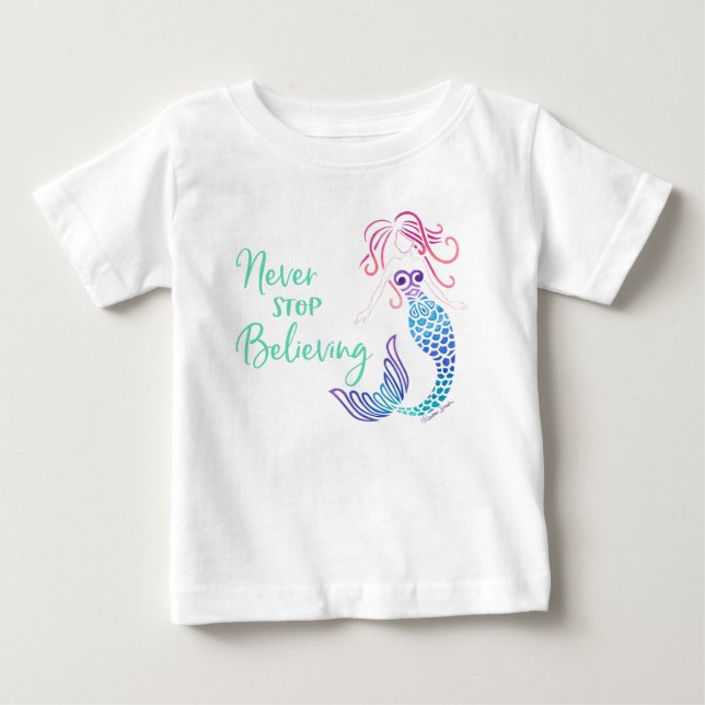 Camiseta Para Bebê Nunca Pare De Acreditar (Frente)