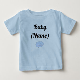 Camiseta Para Bebê Nuvem de Sorriso de Nome de Bebê Personalizado