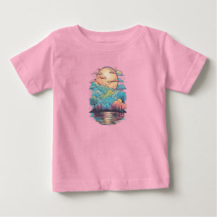 Camiseta Para Bebê Nuvens 25 chuva, cores do arco-íris, nuvens brilha