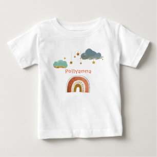 Camiseta Para Bebê Nuvens Adoráveis, Estrelas e Arco-Íris - Ilustraçã